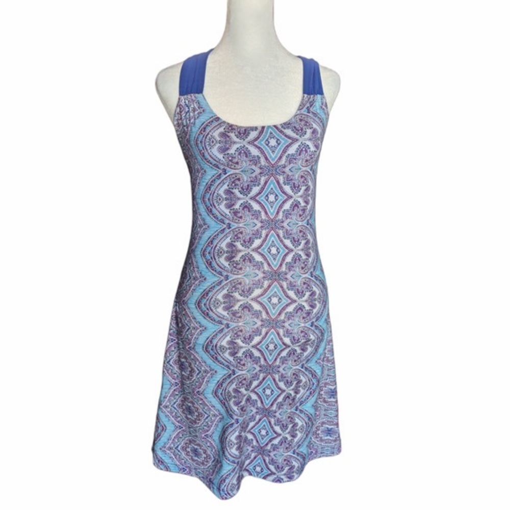 PrAna Paisley Geometric Cross-Back Dress Built Bra Mandala Sz XL Quinn Casual - Picture 6 of 11